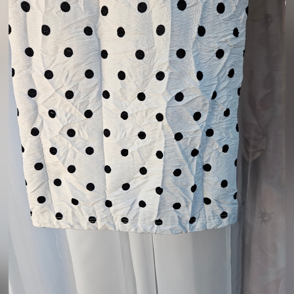 Zara Polka Dot White Wrinkle High Waist Trousers - Picture 7 of 9